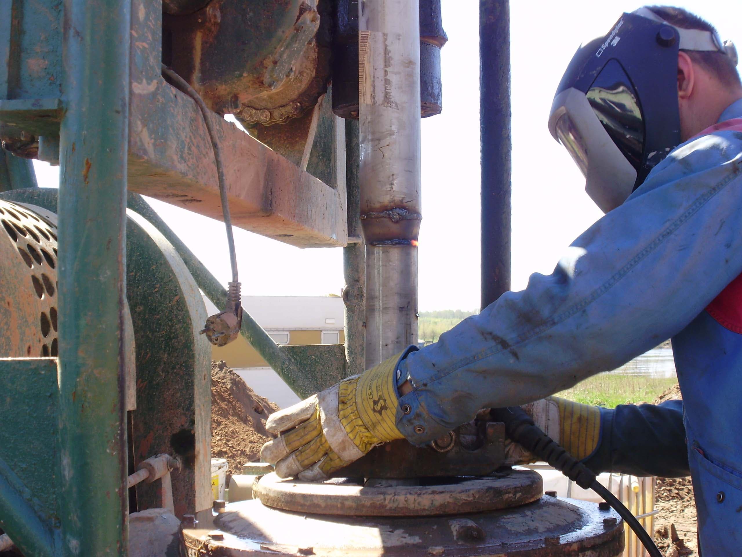 Work site during well drilling